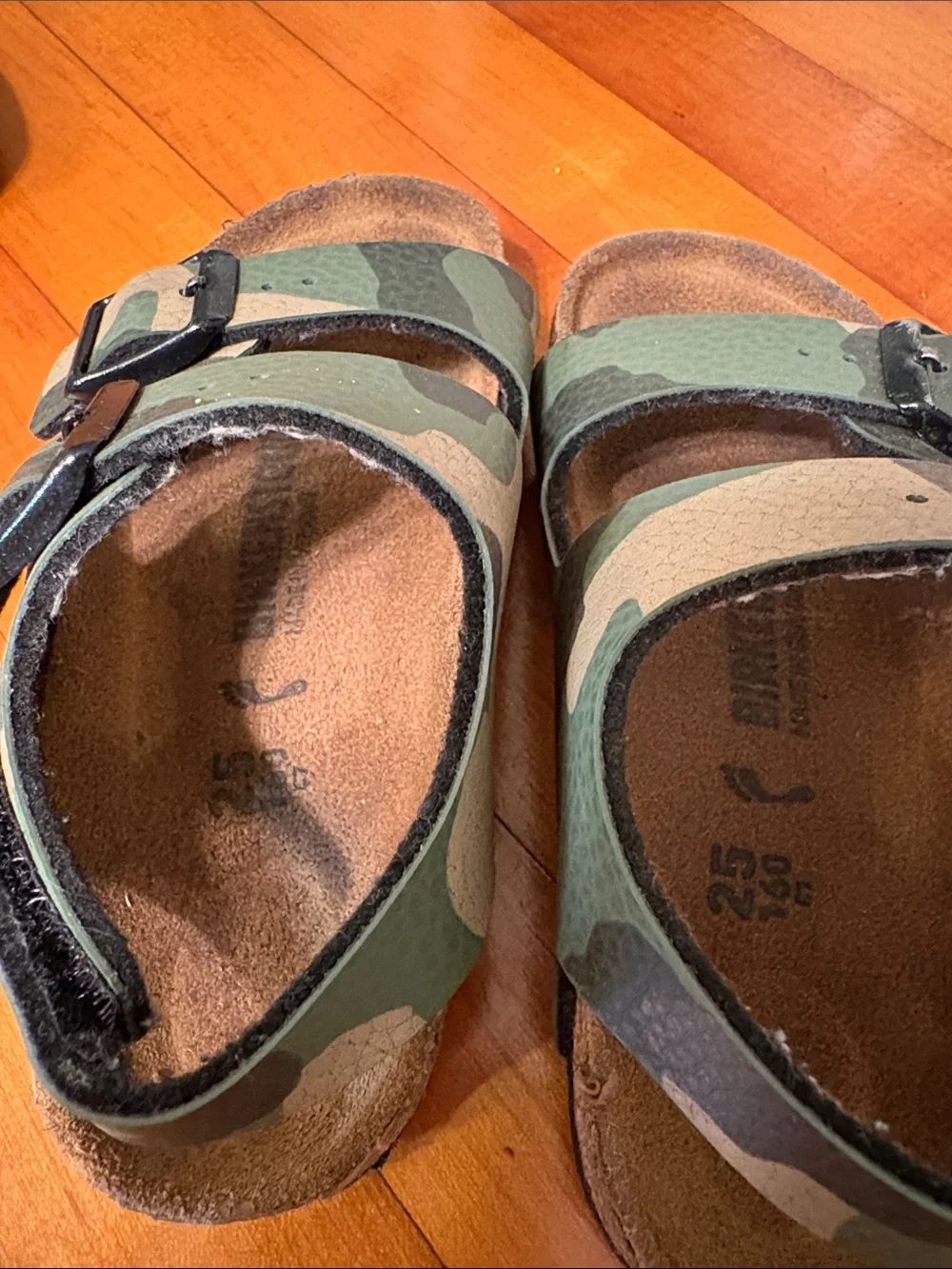 Birkenstock Kids Camouflage Double-Buckle Sandals in Green and Brown